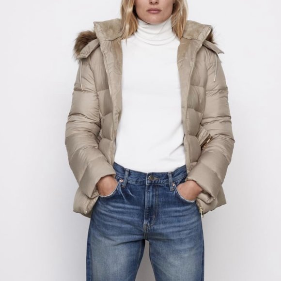 ZARA Water Repellent Down Filled Coat(Toffee, US XXL/EUR XXL) - Picture 3 of 10